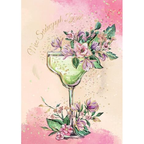 Carte A5 avec un verre de fleurs