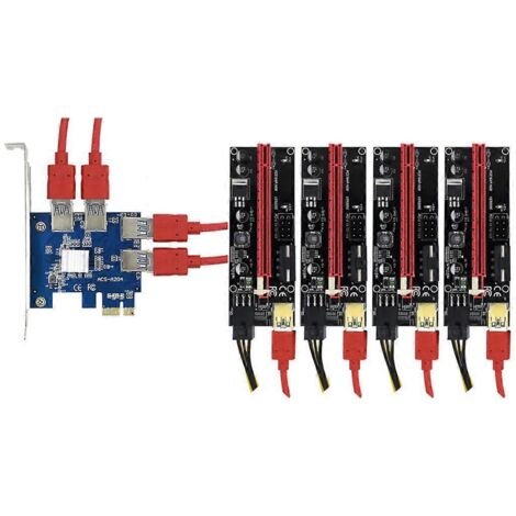 Carte adaptatrice PCI-E 1x vers 4 PCI-E 009s PCIE vers PCI pour Express Riser 1 à 4 ports-009s-