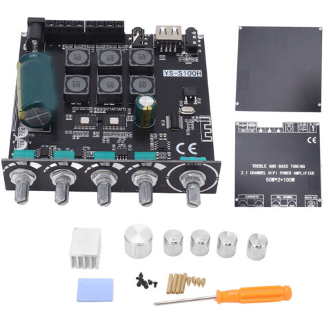Carte Amplificateur Audio 2.1 Canaux Bluetooth 50W+50W+100W, Module Stéréo Alimentation DC 12‑24V