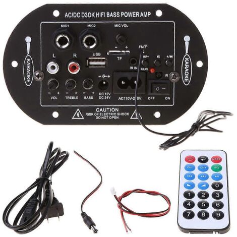 Carte amplificateur audio Bluetooth FM 12V 24V 220V avec USB et lecteur TF