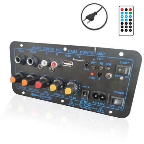 Carte d'amplification audio 60-200 W compatible Bluetooth - Radio FM USB - Lecteur de carte TF - Prise UE