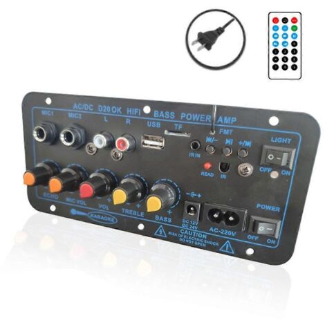 Carte d'amplification audio 60-200 W compatible Bluetooth - Radio FM USB - Lecteur de carte TF - Prise US