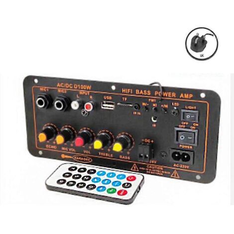 Carte d'amplification audio BT5.0 30-120 W pour caisson de basses à double microphone, prise AMPUK