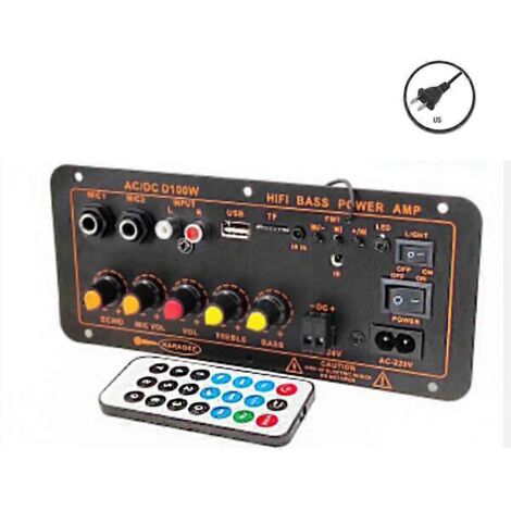 Carte d'amplification audio BT5.0 30-120W pour caisson de basses à double microphone, prise AMPUS