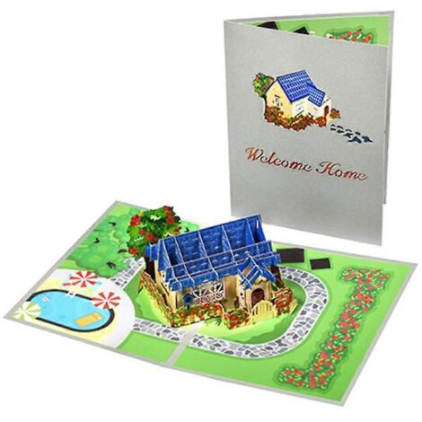 Carte de bienvenue 3D pop-up avec enveloppe - Carte postale de pendaison de crémaillère
