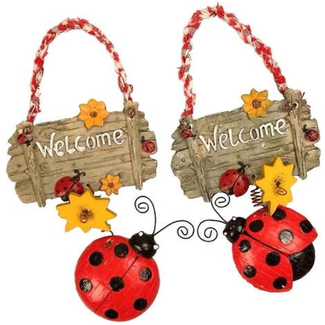 Carte de bienvenue coccinelle fleur dessin animé, ornement chiffre mignon --