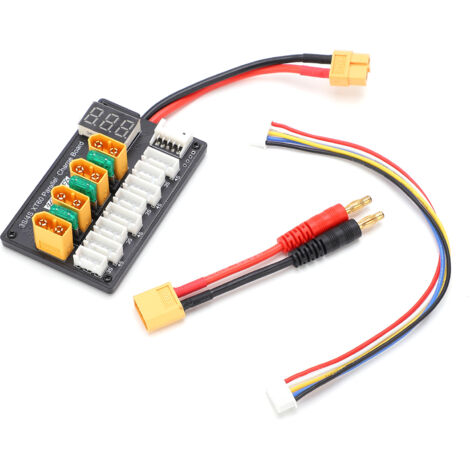Carte de charge parallèle XT60 pour batteries 3S/4S avec câble silicone et connecteur