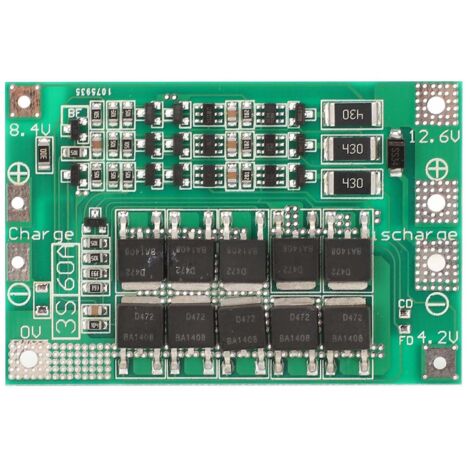 Carte de Protection 60A 3S pour Batterie Li-ion, Module de Charge et Équilibrage DC 12.6V