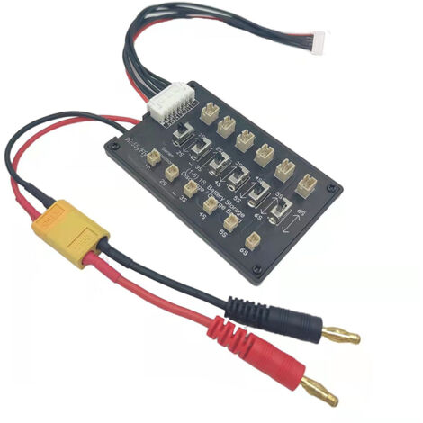 Carte de recharge pour batteries LiPo/Li-ion/LiHv/LifeBattery 1S avec câble d'équilibrage en silicone 6S et câble banane 4 mm vers XT60 mâle