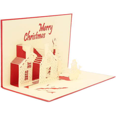 Carte de Vœux 3D Château de Noël avec Enveloppe Ornée