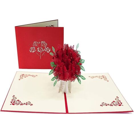 Carte de vœux 3D pop-up pour la Saint-Valentin (Bouquet de roses)