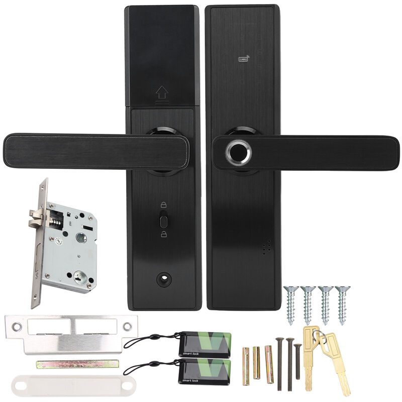 Carte d'empreintes digitales Mot de passe Clé Antivol 2-Tough Electronic Home Security Smart Door Lock Noir - Sjlerst