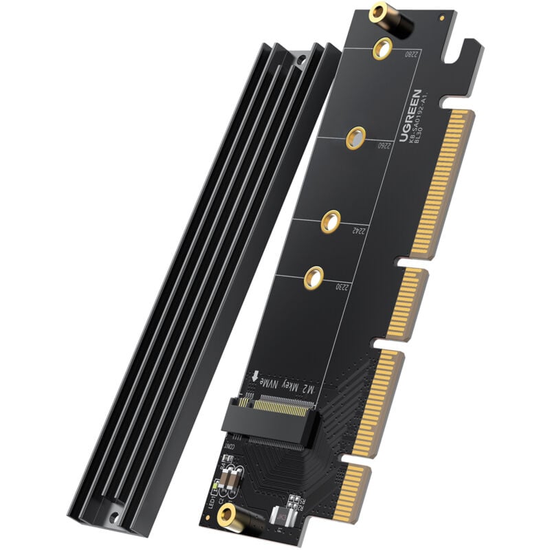 Carte d'extension adaptateur PCIe 4.0 x16 vers M.2 NVMe M-Key noir
