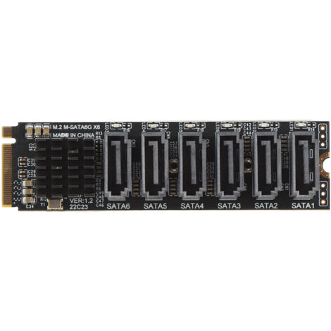 Carte d'extension M.2 vers SATA 6 Gbps avec contrôleur ASM1166 et indicateurs LED - Adaptateur PCIe pour disques durs.