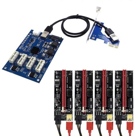 Carte d'extension PCI-E 009S, adaptateur multiplicateur PCIe 1X vers 4 ports (1X x4 x8 x16)