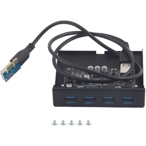 Carte d'extension PCI-E vers 4 ports USB 3.0 avec chipset NEC720201, adaptateur pour baie avant de lecteur disquette, couleur noire