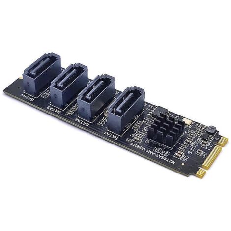 Carte d'extension PCIe vers 4 ports SATA 3.0 avec contrôleur ASM1064, 6 Gb/s, compatible M.2 NVMe