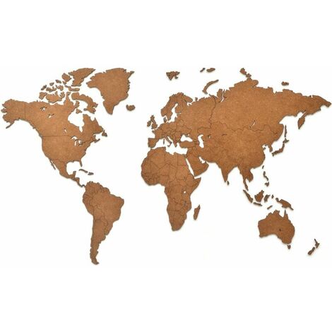 Carte du monde décoration murale bois marron marron liège carte du monde Puzzle fond mur petit