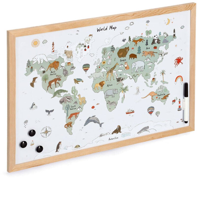 Zeller - Carte du monde magnétique, 60 x 40 cm