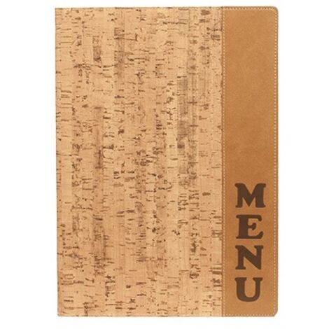 Carte Menu liège - gamme Design A4, 1 double insert inclus (présente 4 pages A4) - Securit