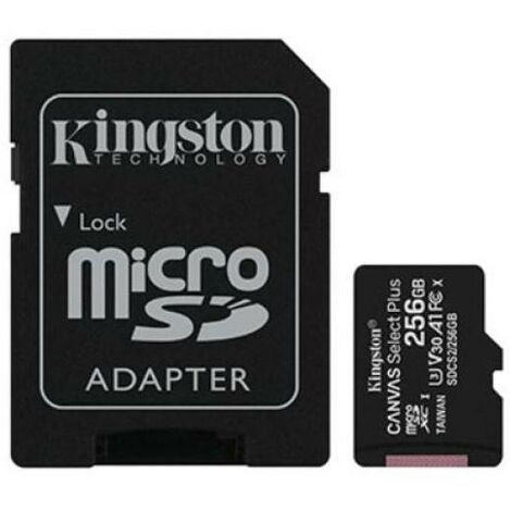 Carte micro sd kingston canvas select plus 256gb avec adaptateur sd-sdcs2256gb