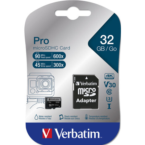 Carte micro SDHC 32GO VERBATIM pro U3