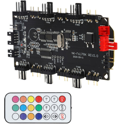 Carte PCB Hub d'Alimentation pour Ventilateurs ARGB 4/3 Broches avec Télécommande sans Fil
