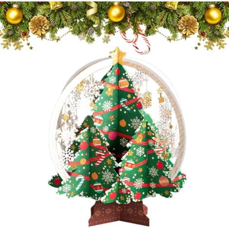 Carte pop-up 3D Arbre de Noël Carte de vœux verte Cartes cadeaux de Noël avec enveloppes Cartes de bonbons Flocons de neige Boule de Noël Ensemble de cartes de vœux à thème de Noël Thème de Noël et du