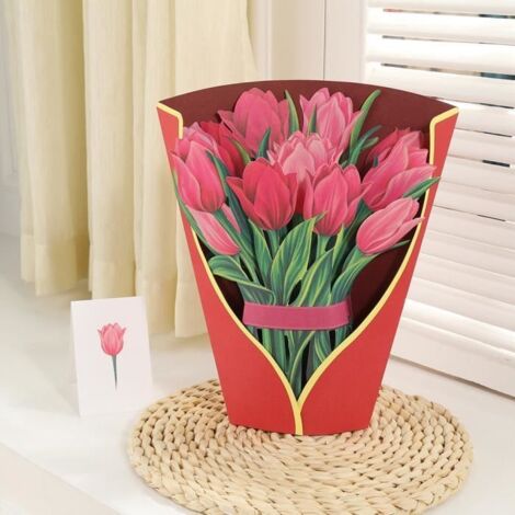 Carte Pop-Up, Cartes De Voeux anniversaire Bouquet De Fleurs, Carte Cadeau pour Mères Femme