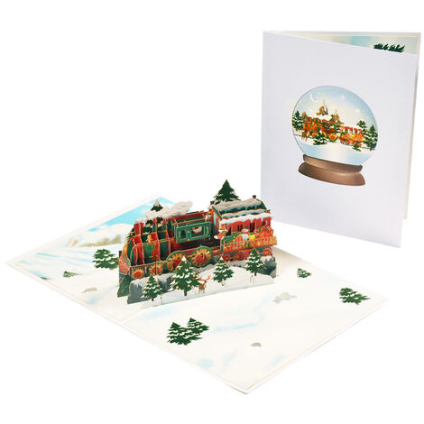 Carte pop - up de Noël - carte d'anniversaire 3D, carte de Noël (train de Noël)