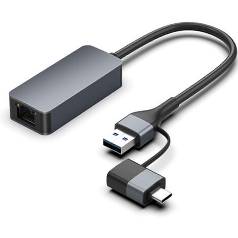 Carte réseau 2500 Mbps USB C Type-C Ethernet vers adaptateur filaire RJ45 CA--