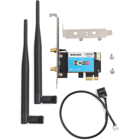 Carte réseau PCIe Bluetooth 4.0 et Wi-Fi 433 Mbps double bande 2,4 GHz/5 GHz pour PC fixe