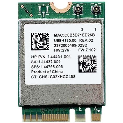 Carte réseau RTL8822CE double bande 802.11ac 1200 Mbps M2 Wifi + 2,4 GHz BT5.0