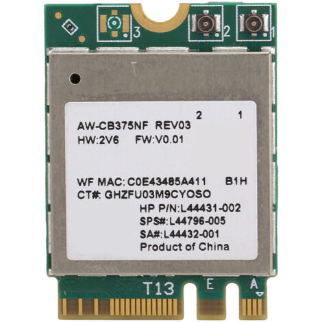Carte réseau sans fil M.2 NGFF WiFi 6 Bluetooth 5.0 double bande 2,4/5 GHz 802.11ax/ac/n