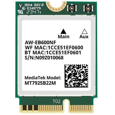 Carte réseau WiFi 7 MT7925 2,4 GHz 5 GHz 6 GHz - Adaptateur réseau sans fil
