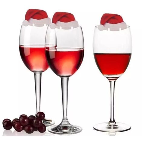 Carte verre à vin chapeau de Noël, décoration de Noël, verre à vin de Noël, carte d'insertion populaire pour verre à vin rouge de Noël, carte verre à vin chapeau de Noël.