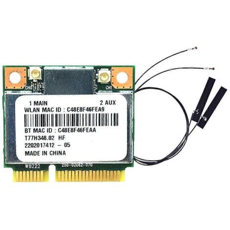 Carte WiFi AR5B22 AR9462 + Antenne interne Adaptateur WiFi 2,4 GHz/5 GHz 300 Mbps