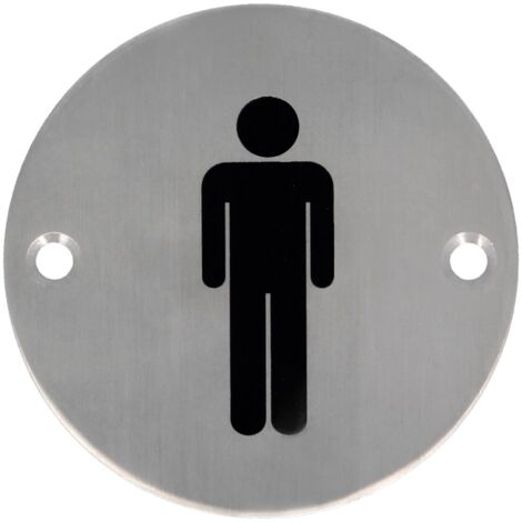 Cartel Acero Inoxidable Baño Hombres 75mm Señalización WC