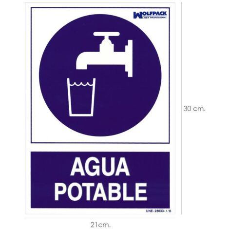Cartel Agua Potable 30x21cm.