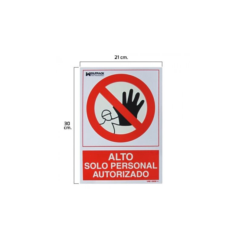

Cartel alto acceso solo personal autorizado 30x21
