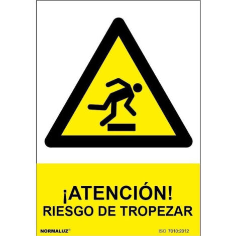 Cartel atencion riesgo de tropezar (pvc 0.7mm) 30x40cm normaluz