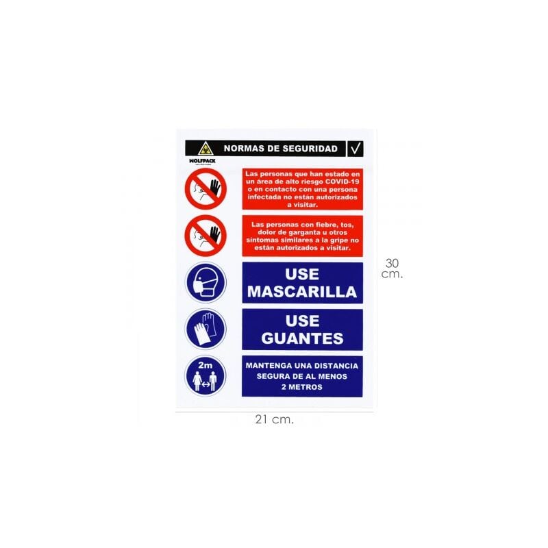 

Cartel combinado aviso normas seguridad 30x21cm.