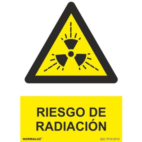 Cartel de aviso industrial con tintas UV Riesgo de Radiación SEKURECO                         100 x 150 mm                          ADHESIVOS DE VINILO