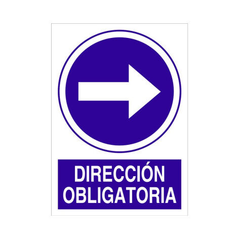 Cartel de Dirección obligatoria con flecha derecha Poliestireno 420X297