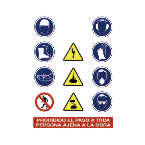 Cartel de obra en glasspack 0,7 mm (pictogramas)                                                          500X700