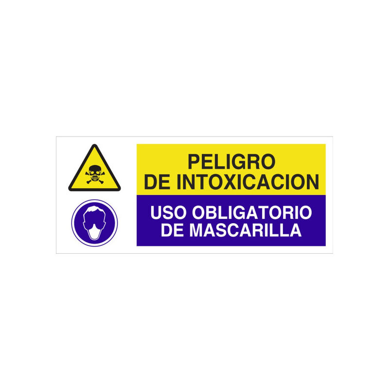 

Señal combinada PELIGRO INTOXICACIÓN - USO OBLIGATORIO DE MASCARILLA | 507X210 mm