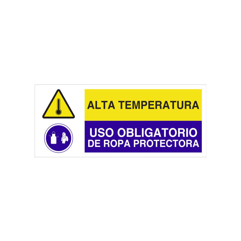 

Señal combinada ALTA TEMPERATURA - USO OBLIGATORIO DE ROPA PROTECTORA | 717X297 mm