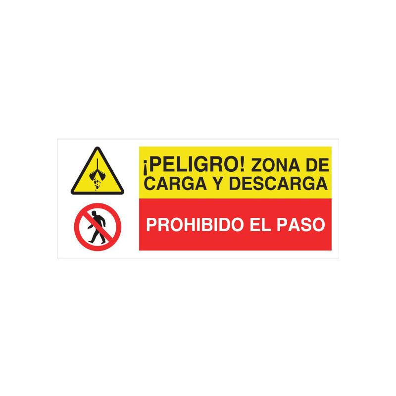 

Señal combinada ATENCIÓN ZONA DE CARGA Y DESCARGA - PROHIBIDO EL PASO