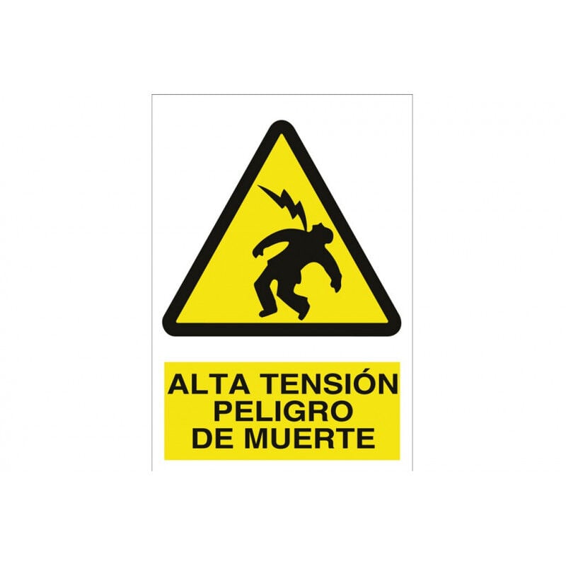 

Señal advertencia pictorama y texto - Alta tensión peligro de muerte | Poliestireno - 148x105 mm