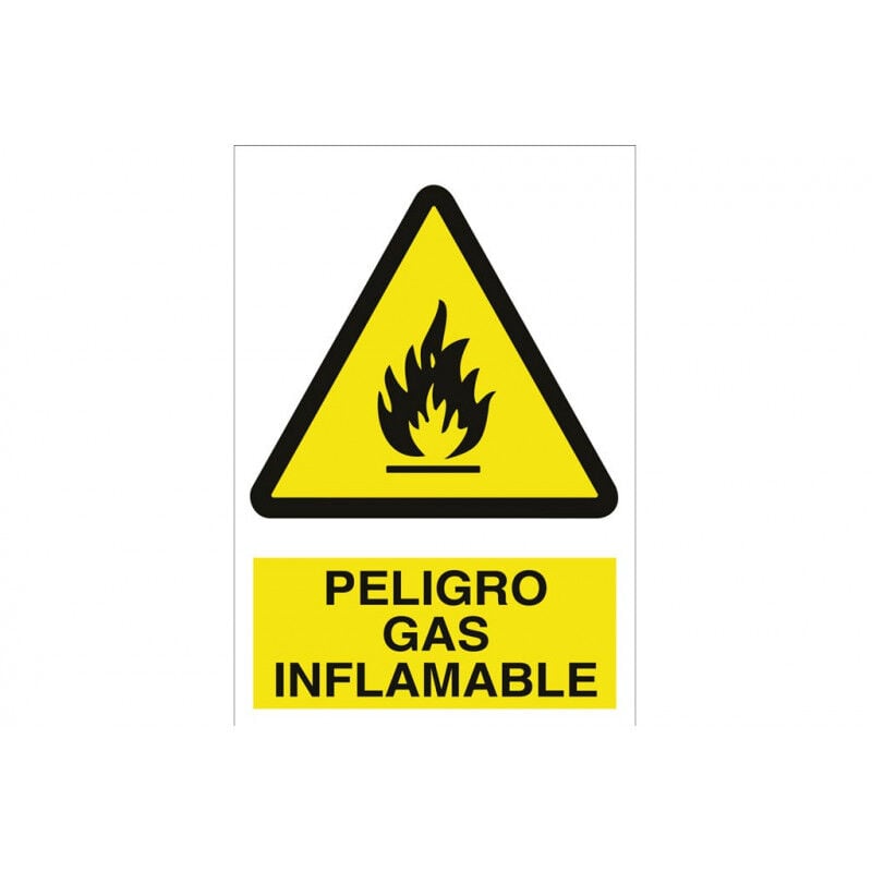 

Señal advertencia pictorama y texto - Peligro gas inflamable | Adhesivo - 210x210 mm